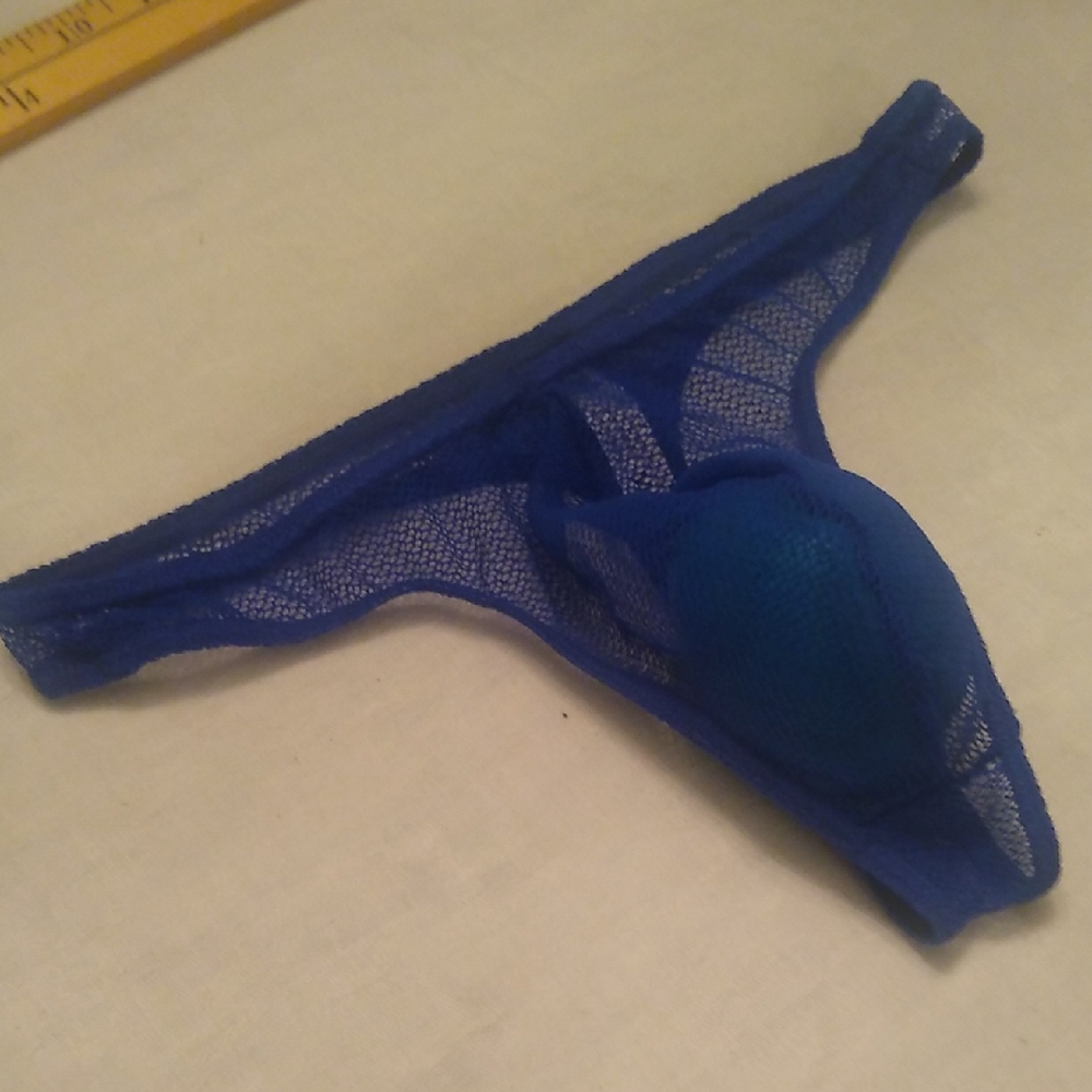 Blue Fishnet Thong
